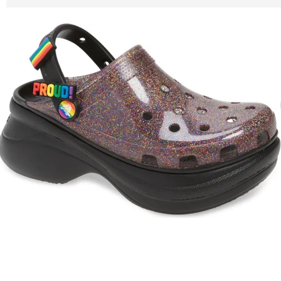 platform glitter crocs